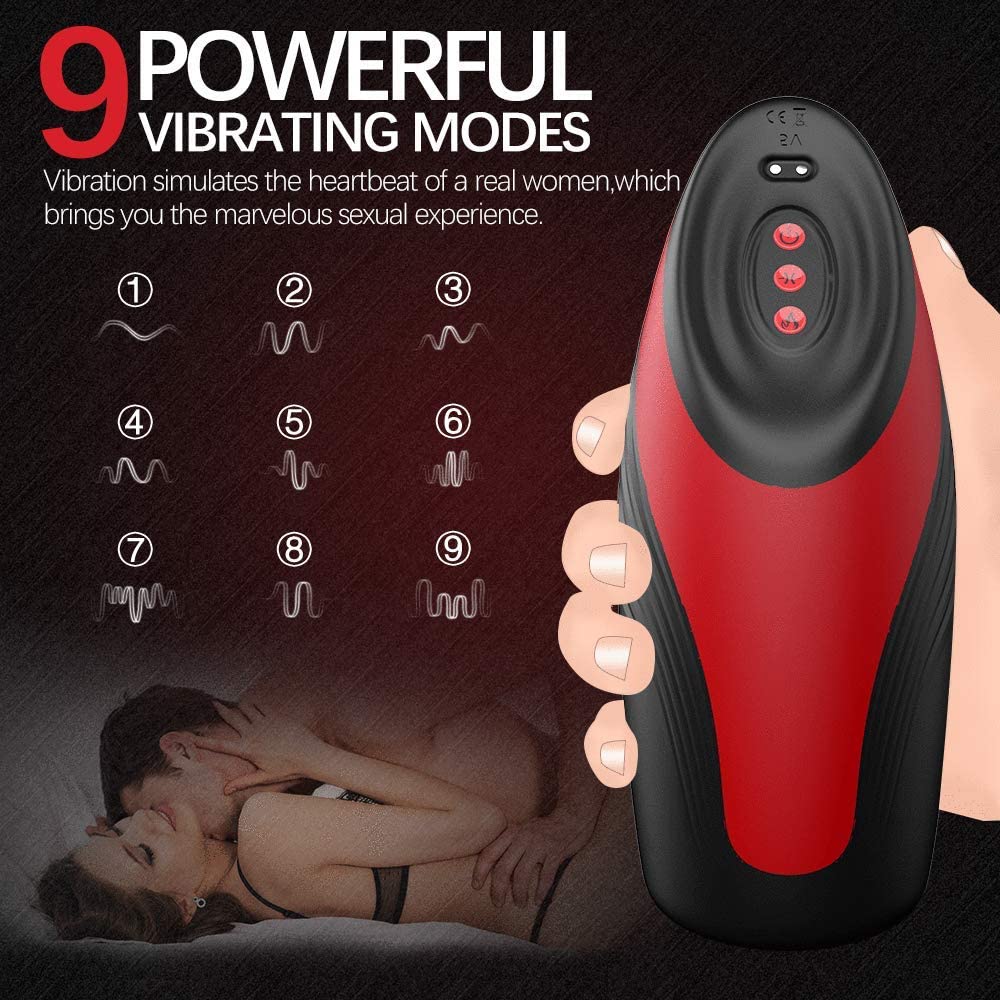 6 Powerful Pinch Sucking and 9 Vibrating Modes Male Masturbator Cup - Lusty Age